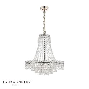 Laura Ashley Enid 5 Light Chandelier Faceted Glass and Polished Nickel