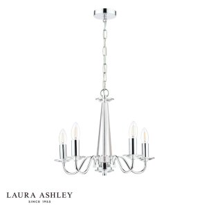 Laura Ashley Blake 5 Light Armed Pendant Crystal and Polished Chrome
