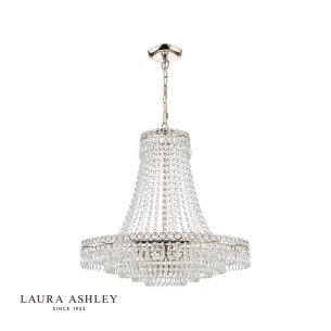 Laura Ashley Enid Grande 5lt Chandelier Polished Nickel & Glass