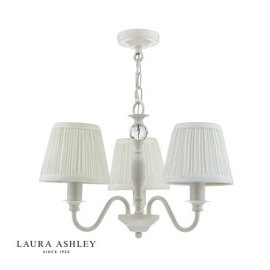 Laura Ashley Ellis 3 Light Armed Pendant Satin Grey and Crystal With Shade