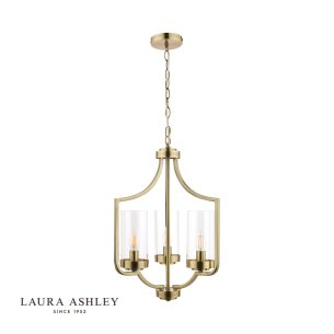 Laura Ashley Joseph 3lt Chandelier Antique Brass Glass