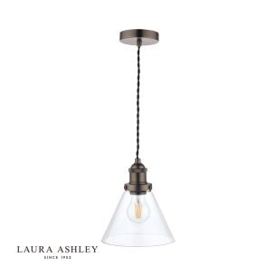 Laura Ashley Isaac Pendant Industrial Nickel Glass
