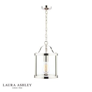 Laura Ashley Harrington Lantern Polished Nickel and Glass