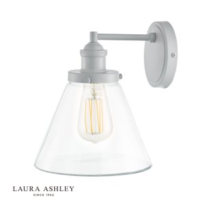 Laura Ashley Isaac Outdoor Wall Light Pale Slate Grey Glass IP44