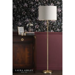 Laura Ashley Highgrove Floor Lamp Matt Antique Brass With Shade