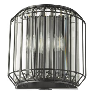 Naeva 2 Light Wall Light Matt Black and Crystal