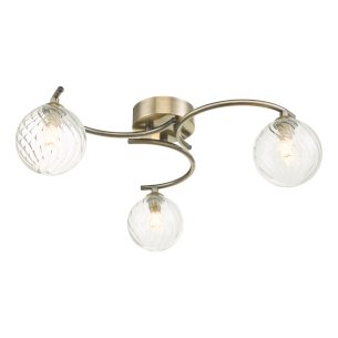 Nakita 3 Light Semi Flush Antique Brass Frame Only