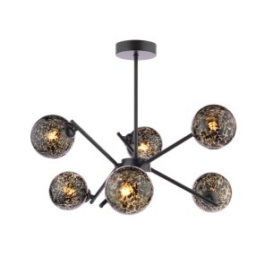 Naron 6 Light Semi-Flush Satin Black Fitting Only