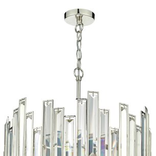Odile 6 Light Pendant Champagne Crystal Polished Nickel Frame