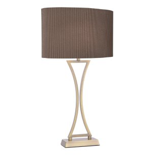 Oporto Wavy Table Lamp Antique Brass With Brown Shade
