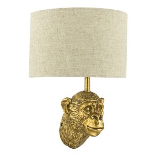 Raul Monkey Wall Light Gold With Shade