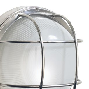 Salcombe Outdoor Wall Light Polished Stainless Steel and Ribbed Glass IP44