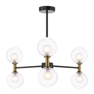 Takara 6 Light Semi-Flush Matt Black and Bronze Fitting Only