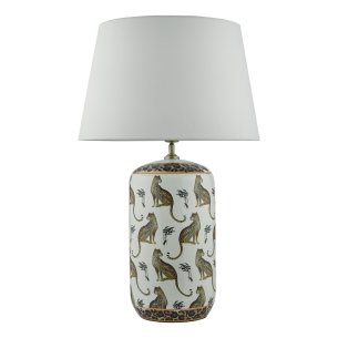 Tigris Ceramic Table Lamp White Leopard Motif Base Only