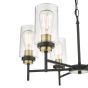 Abel 6 Light Pendant Satin Black & Gold with Glass Shades