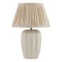 Abigail Table Lamp Cream Ceramic and Antique Brass With Linen Pleated Shade