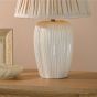 Abigail Table Lamp Cream Ceramic and Antique Brass With Linen Pleated Shade
