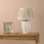 Abigail Table Lamp Cream Ceramic and Antique Brass With Linen Pleated Shade