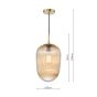 Abrielle Pendant Brushed Bronze and Amber Ribbed Glass