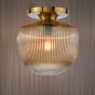 Abrielle Flush Brushed Bronze and Amber Ribbed Glass