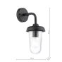 Acotas Outdoor Wall Light Matt Black and Ribbed Glass IP44