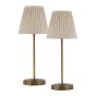 Adyara Twin Pack Table Lamp Antique Bronze With Linen Pleated Shade