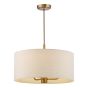 Aelin 3 Light Pendant Matt Bronze With Natural Linen Shade