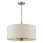 Aelin 3 Light Pendant Matt Bronze With Natural Linen Shade