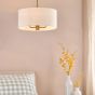Aelin 3 Light Pendant Matt Bronze With Natural Linen Shade