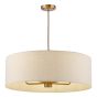 Aelin 5 Light Pendant Matt Bronze With Natural Linen Shade