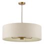 Aelin 5 Light Pendant Matt Bronze With Natural Linen Shade