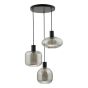 Aiden 3 Light Cluster Pendant Smoked Glass and Satin Black