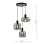 Aiden 3 Light Cluster Pendant Smoked Glass and Satin Black