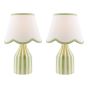 Aimee Twin Pack Table Lamp Green Ceramic With Shade