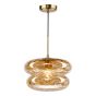 Alcella Pendant Natural Brass and Amber Dimple Glass