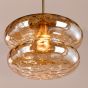 Alcella Pendant Natural Brass and Amber Dimple Glass