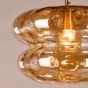 Alcella Pendant Natural Brass and Amber Dimple Glass