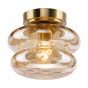 Alcella Wall/Ceiling Light Natural Brass and Amber Dimple Glass