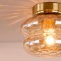 Alcella Wall/Ceiling Light Natural Brass and Amber Dimple Glass