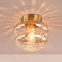 Alcella Wall/Ceiling Light Natural Brass and Amber Dimple Glass
