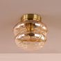 Alcella Wall/Ceiling Light Natural Brass and Amber Dimple Glass