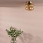 Alcella Wall/Ceiling Light Natural Brass and Amber Dimple Glass