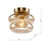 Alcella Wall/Ceiling Light Natural Brass and Amber Dimple Glass