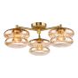 Alcella 3 Light Flush Natural Brass and Amber Dimple Glass