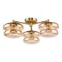 Alcella 3 Light Flush Natural Brass and Amber Dimple Glass