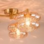 Alcella 3 Light Flush Natural Brass and Amber Dimple Glass