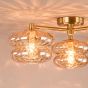Alcella 3 Light Flush Natural Brass and Amber Dimple Glass