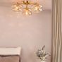 Alcella 3 Light Flush Natural Brass and Amber Dimple Glass