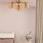 Alcella 3 Light Flush Natural Brass and Amber Dimple Glass