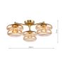 Alcella 3 Light Flush Natural Brass and Amber Dimple Glass